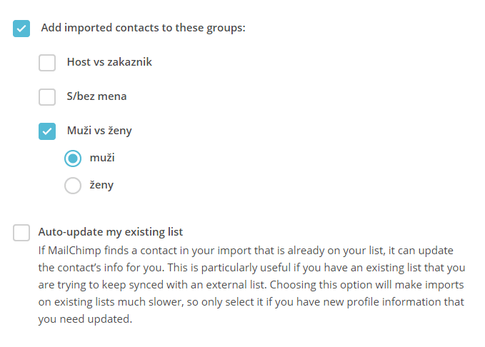 skupiny v mailchimp