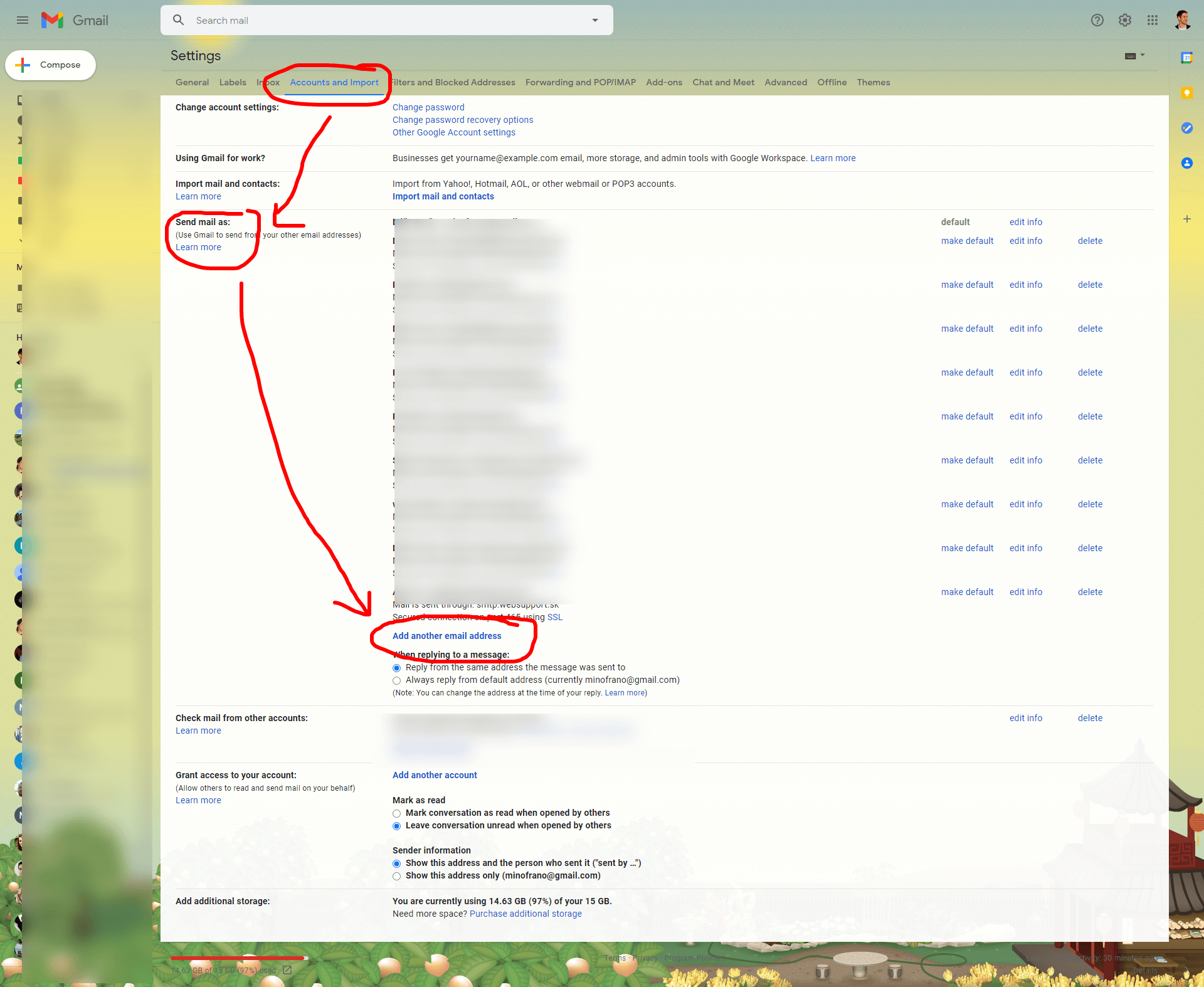 Otvorte nastavenie účtov a importu