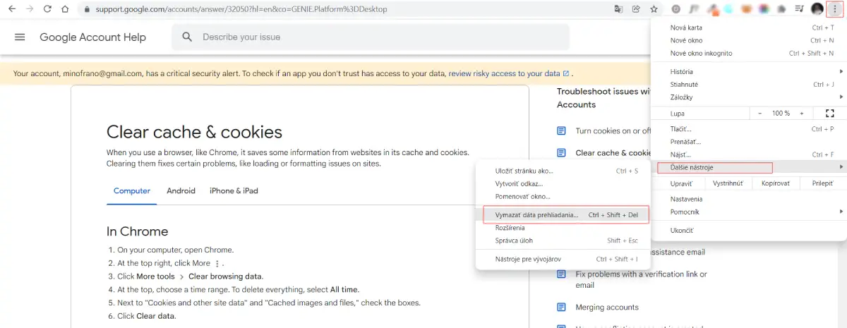 ako vymazať cookies